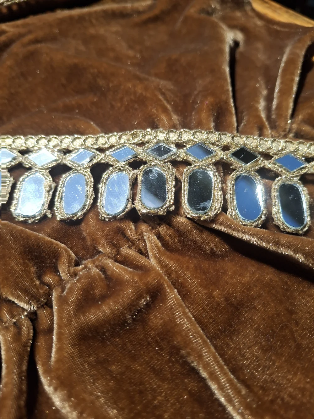 Handmade Gold Mirror Glass Fringe Choker Necklace - Women's Jewelry Silver Boho - Picture 4 of 8